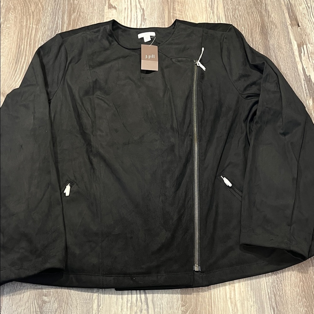 J. Jill Black Asymmetrical Zip Jacket New with tag Sizes large
